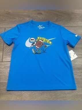 Nike Boys Blue 'Just Do It' Football Graphic Tee